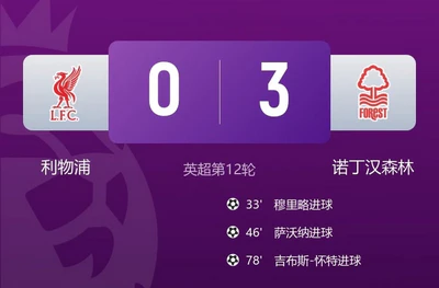 英超爆冷！利物浦0-3惨败诺丁汉森林，7轮6负跌至第11
